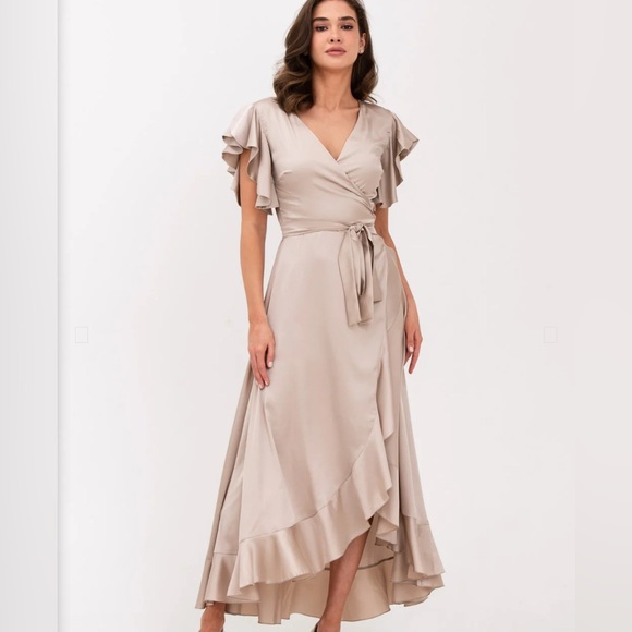 Enme Style Champagne Beige Wrap Dress NWT - Picture 1 of 6
